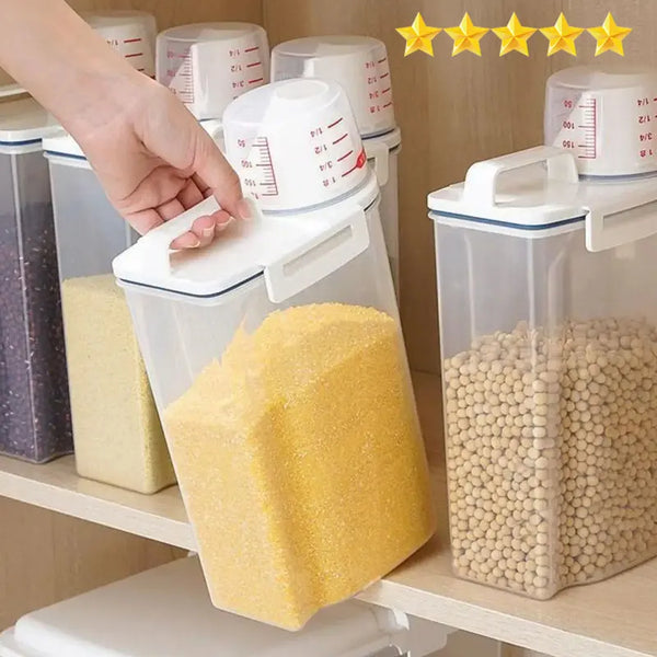 Rice And Grains Food Storage Canister With Measuring Cup